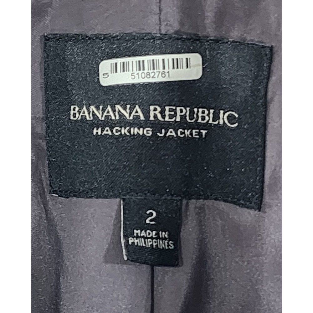 Banana Republic Woman's Gray & White 2 Button Wool Stretch Jacket 2 - Picture 2 of 5
